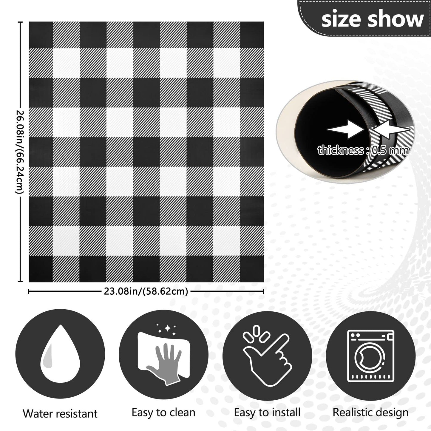 Black White Buffalo Plaid Dishwasher Stickers Magnetic Rustic Classic Buffalo Check Kitchen Fridge Magnet Cover Decals Home Decorations Vinyl Sticker Reusable 23W x 26H inches