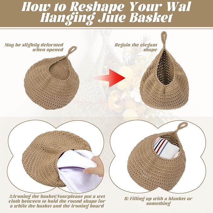 3 Pcs Larger Boho Wall Hanging Fruit Baskets