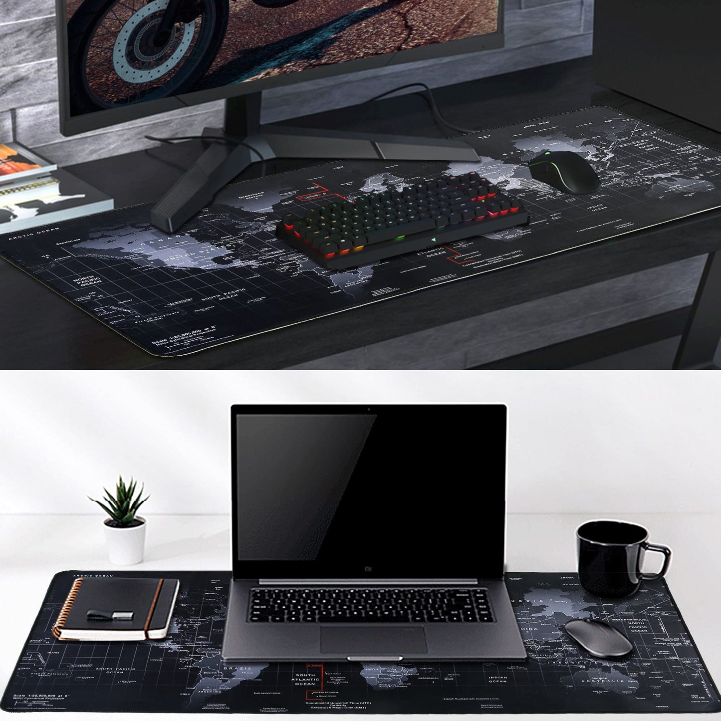 Gaming Mouse Pad,Hosimoln Large Mouse Pad Size 80x30CM Thickness 2MM,Premium-Textured Non-Slip & Waterproof Computer Mousepad with Stitched Edges for Gaming, Office & Home-80x30 Map002