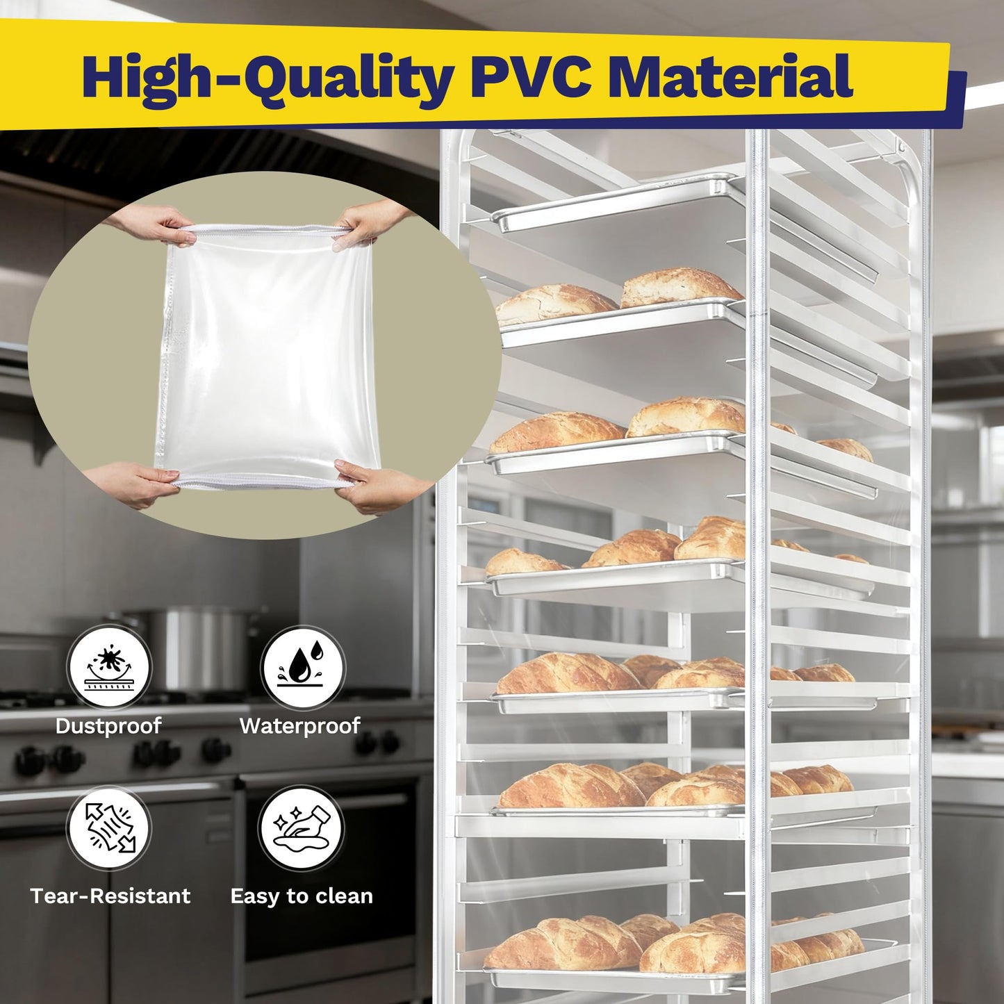 BIEAMA 10-Tier Sheet Pan Rack with Cover, NSF Bun Pan Rack, Aluminum Bakery Rack, Home Commercial Kitchen Bakery Cooling, 4 Wheels