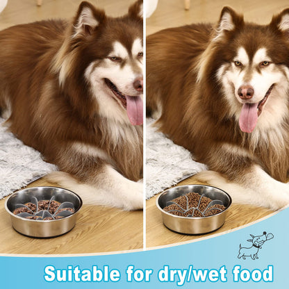PETTOM Slow Feeder Insert for Dog Bowls - Silicone Cuttable Suitable for Small and Large Dog Bowls to Slow Down Eating - Anti-Slip Strong Suction
