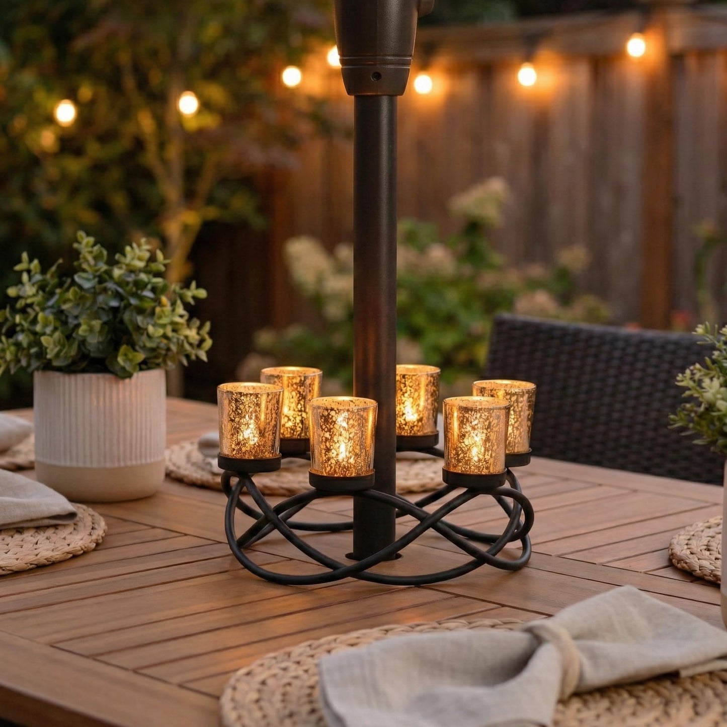 Seraphic Centerpieces for Kitchen Table Decor, Tealight Candle Holder, Gold