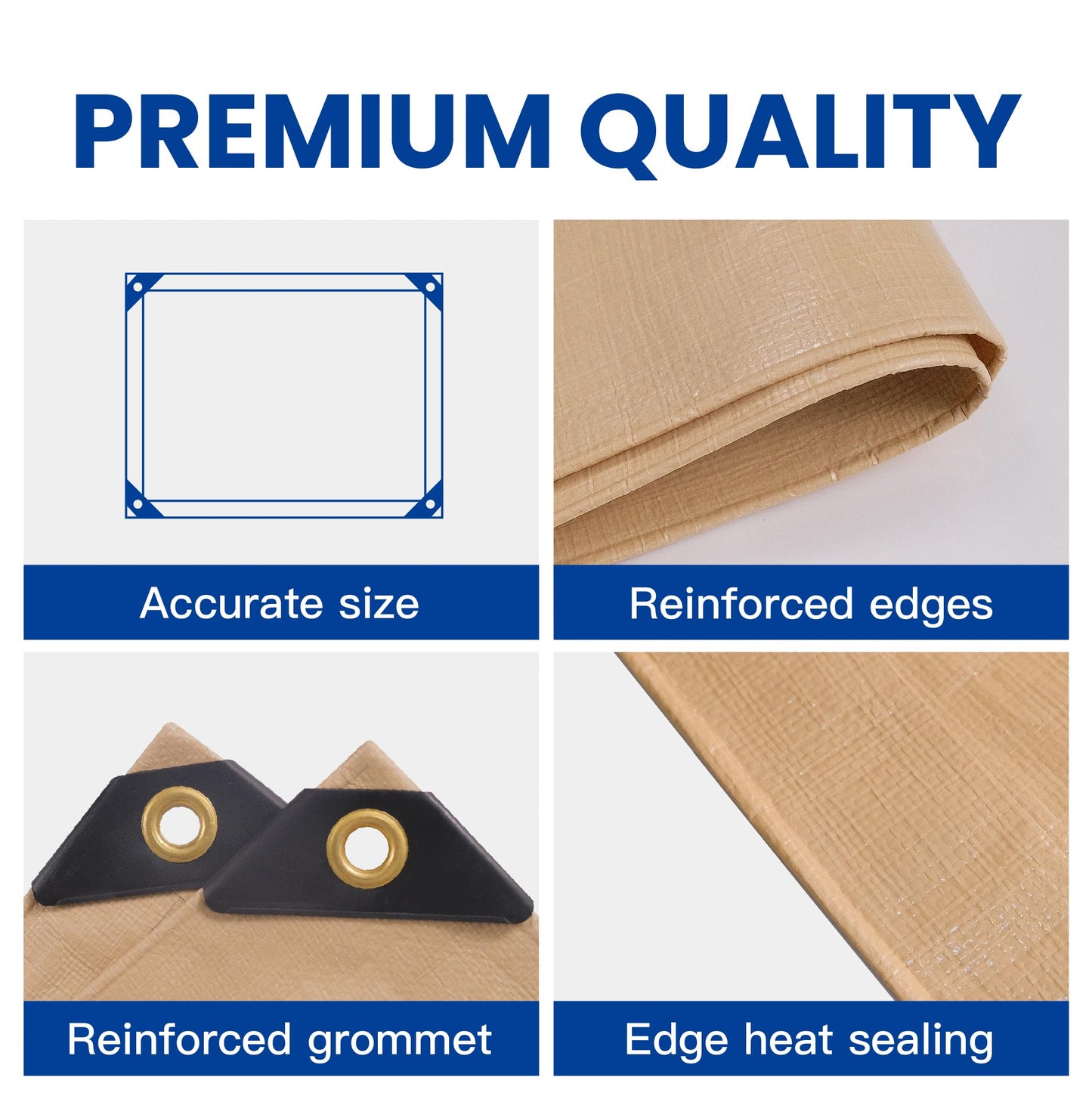 Tarp 30x40 Heavy Duty Waterproof Beige Tarp 12.5mil,Durable,Multipurpose, Weather Resistant,Uv Resistant,Tear Resistant,Can Be Used for Outdoor Furniture,Cars,Ships,Roofs-by MVPNET