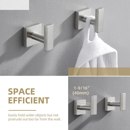 Angle Simple Towel Hooks for Bathroom, SUS304 Stainless Steel Robe Coat Hook Wall Mount, Brushed Nickel, 4 Pack