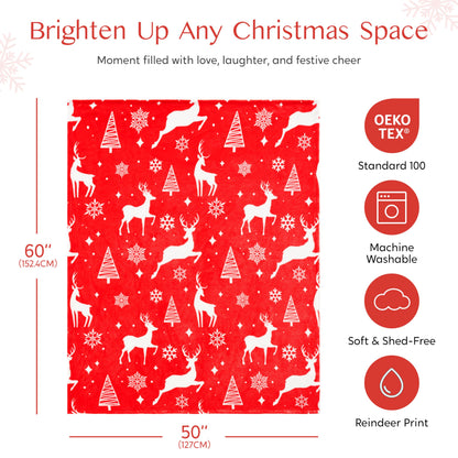 Joiedomi Christmas Throw Blanket - Soft Flannel Christmas Blanket - Warm Plush Holiday Decorative Throw - Winter Cozy Present Throw for Couch - 50” x 60" Red Nordic