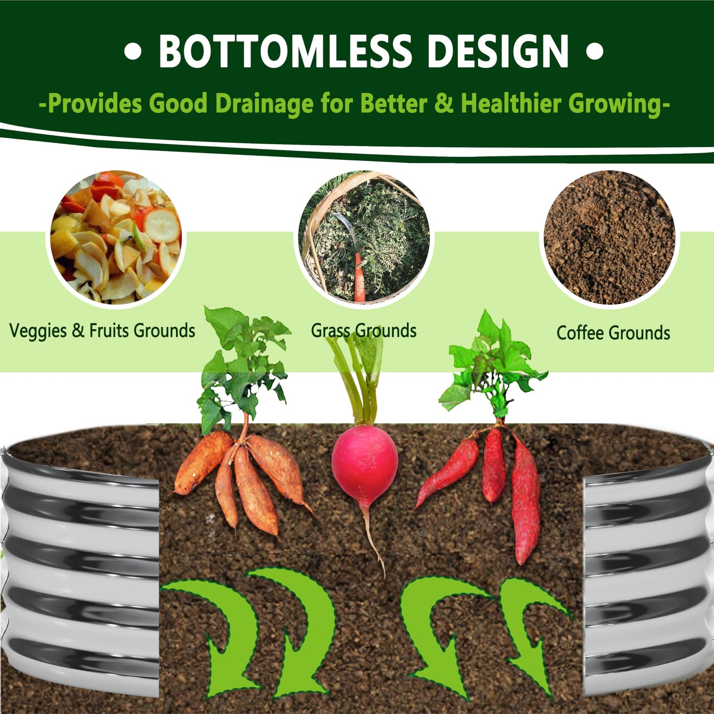 DIIYIV 2Pack 4x4x1ft Galvanized Raised Garden Bed, Planter Raised Garden Beds Outdoor, Round Clearance Raised Garden Beds for Gardening Vegetables