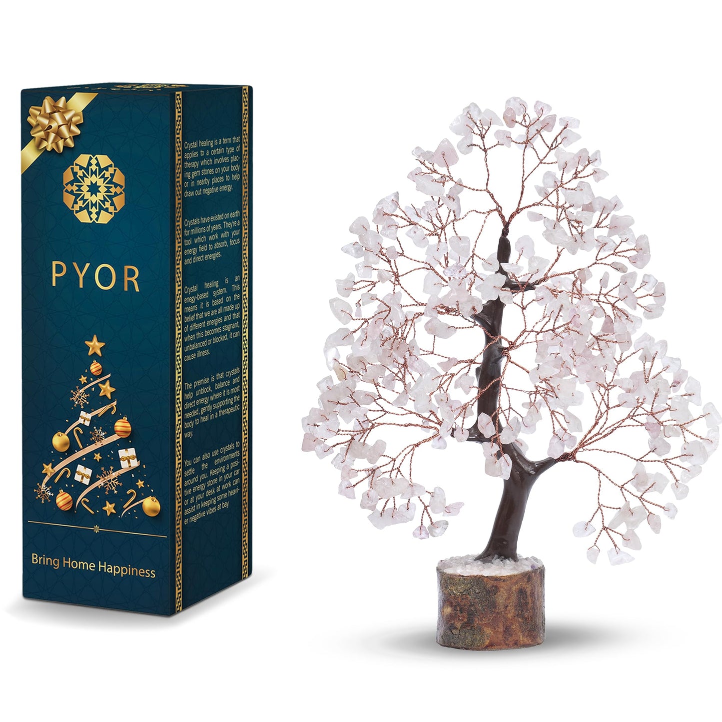 PYOR Rose Quartz, Gemstone Tree, Crystal Tree, Reiki Decor, Crystal Gifts for Women, Rose Quartz Crystals, Feng Shui, Gem Stones, Pink Room Decor, Pink Money Bonsai