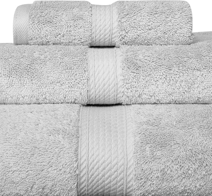 SUPERIOR Solid Egyptian Cotton Towel Set, Hand Towel 20” x 30”, Bath Towel 30”