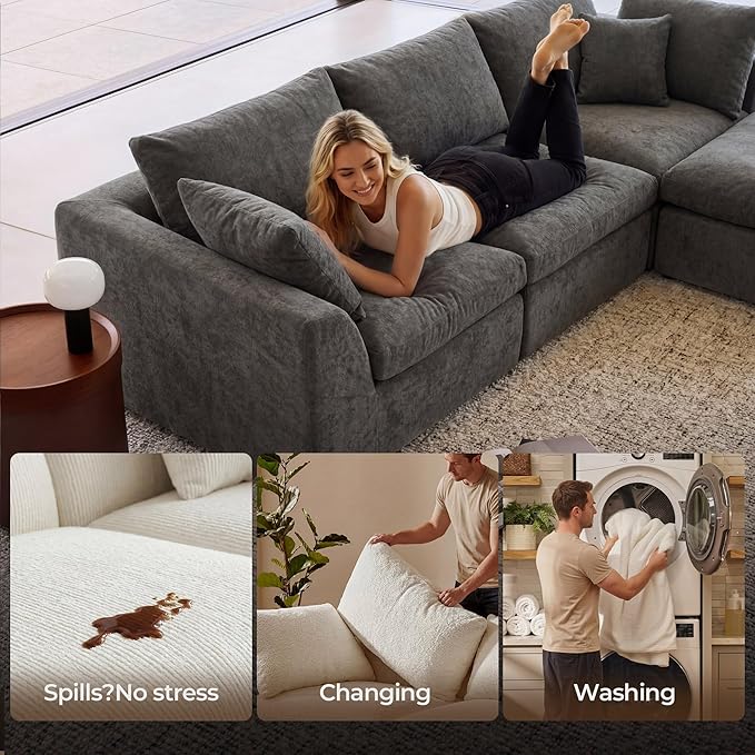 Amsleekey 108" Cloud Sectional Couches,