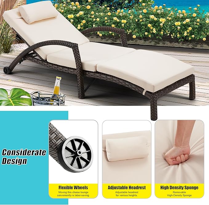 HOMREST Chaise Lounge Chairs Set of 2