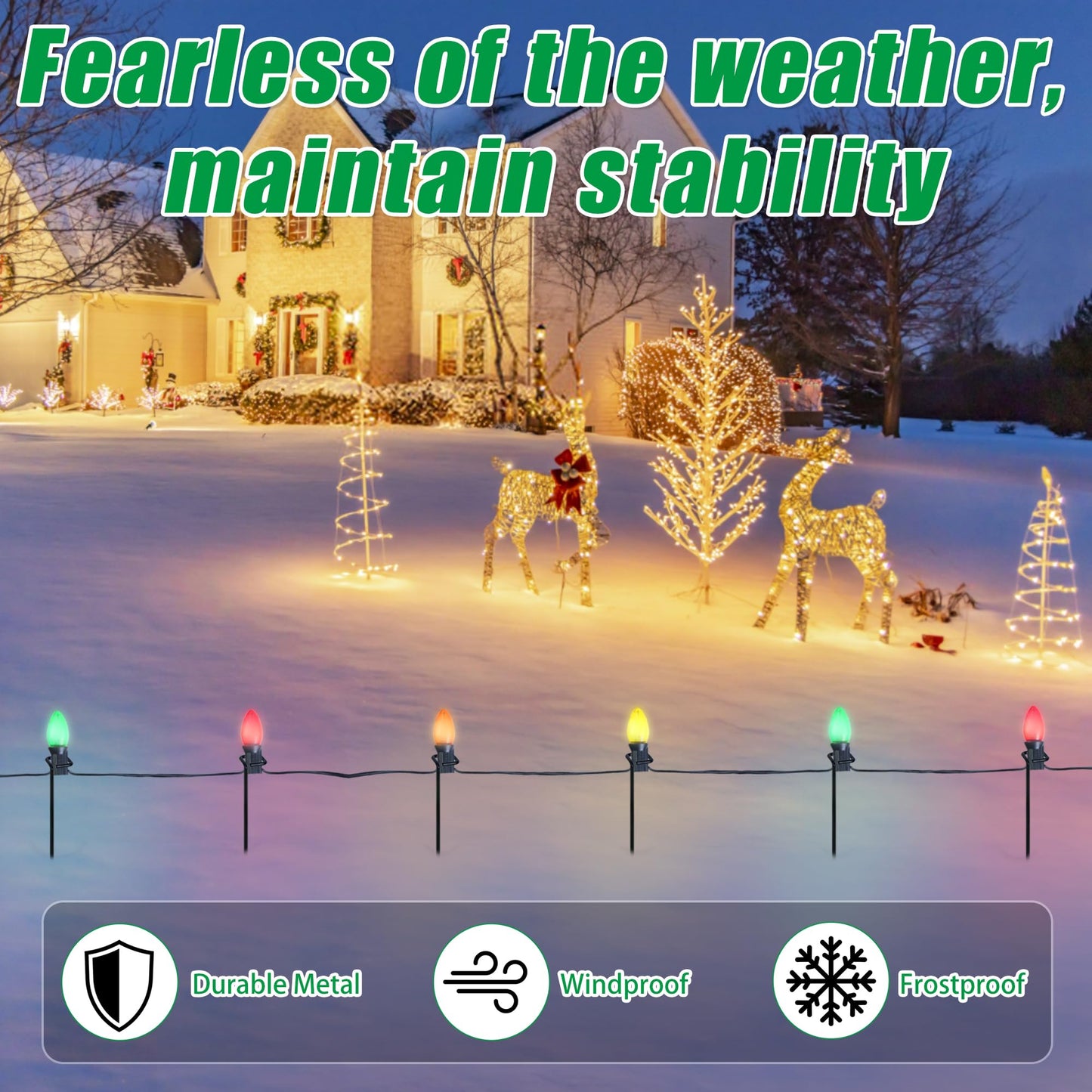 Bylion 30 Pack Metal Christmas Light Stakes - Outdoor Light Stakes - 9.8 Inch Christmas Yard Stakes for C7 C9 Universal Yard Lawn Stakes for Holiday Lights Use on Garden Lawn Patio Path Walkway