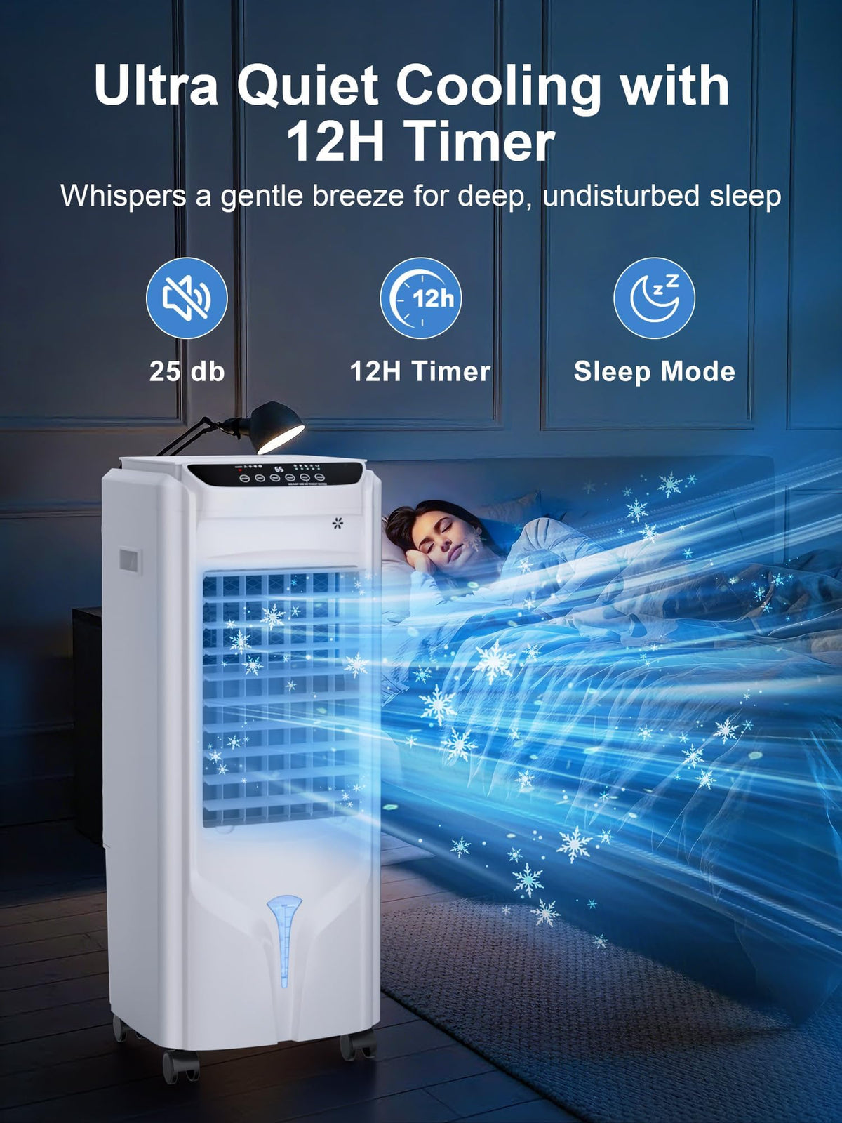 Uthfy Evaporative Air Cooler with 4 Modes, 3 Speed, 4.2 Gal Water Tank, 32" Swamp Cooler with 4 Ice Packs, 120° Oscillation, Remote, 12 H Timer, Portable Air Conditioner for Large Room, Office