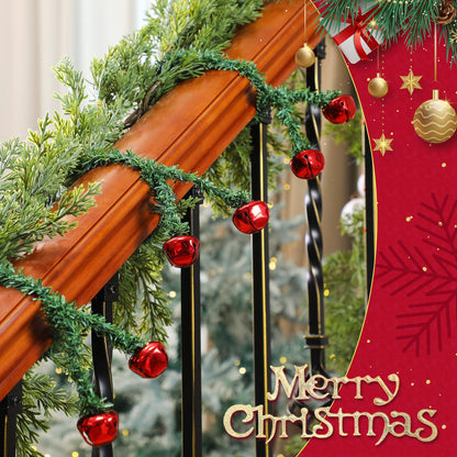 Motionchic 25 Pcs 20 Inches Christmas Garland Ties with Bells Decorative Twist Ties Garland Hanger for Banister Stairs Railing Reusable Flexible Twist for Xmas Holiday Decorations (Red)