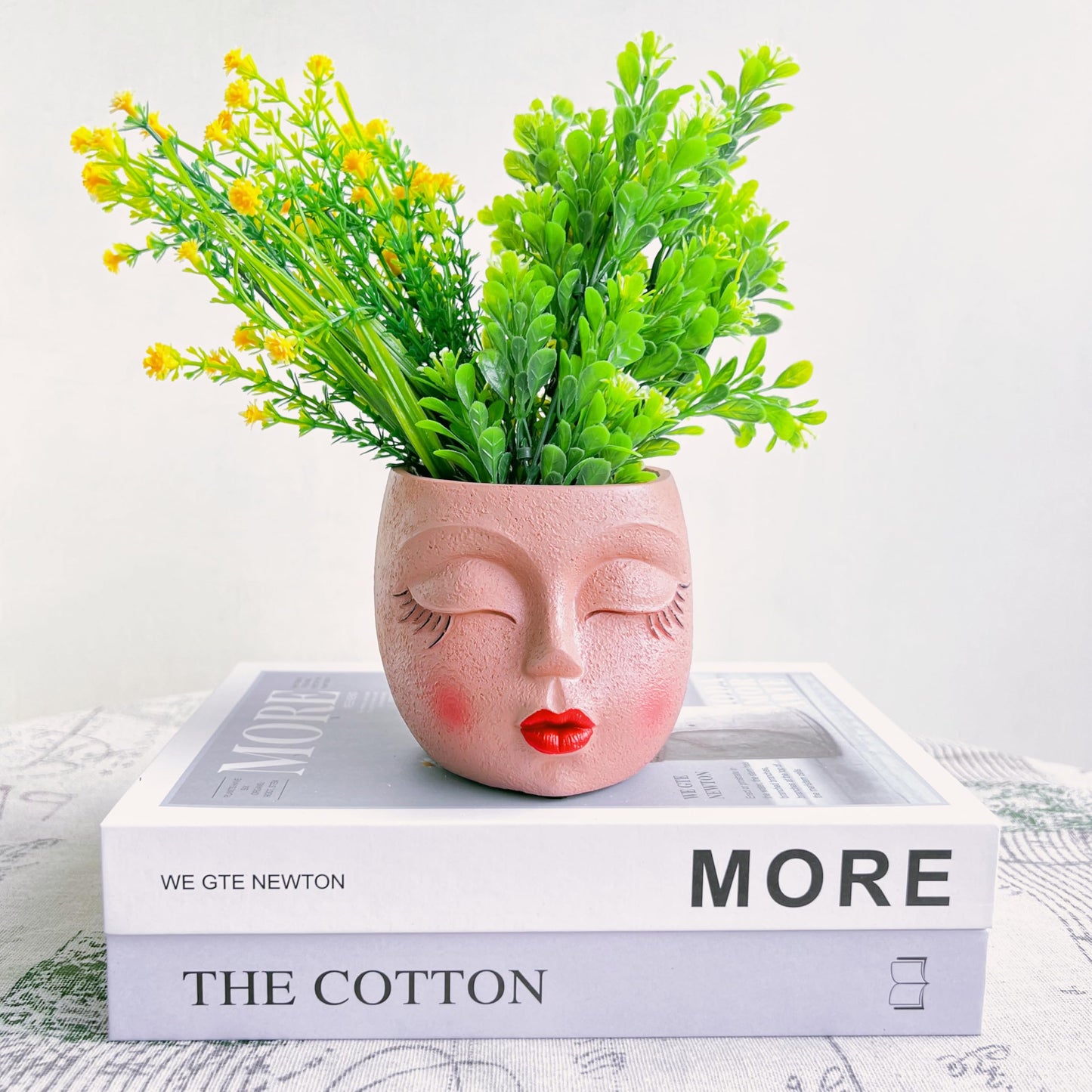 EylbKey Handcrafted Head Planter Pot Lady Face Planters Cute Flower Pot for Succulent Funny Resin Head Face Planter with Drainage Lightweight Brown 1Pack