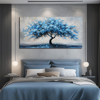 KELIYUAN Canvas Wall Art For Living Room Framed Wall Decorations For Bedroom Office Wall Decor Abstract Painting Blue Tree Pictures Artwork Ready To Hang Guesthouse Room Mural Home Decor 20x40 In