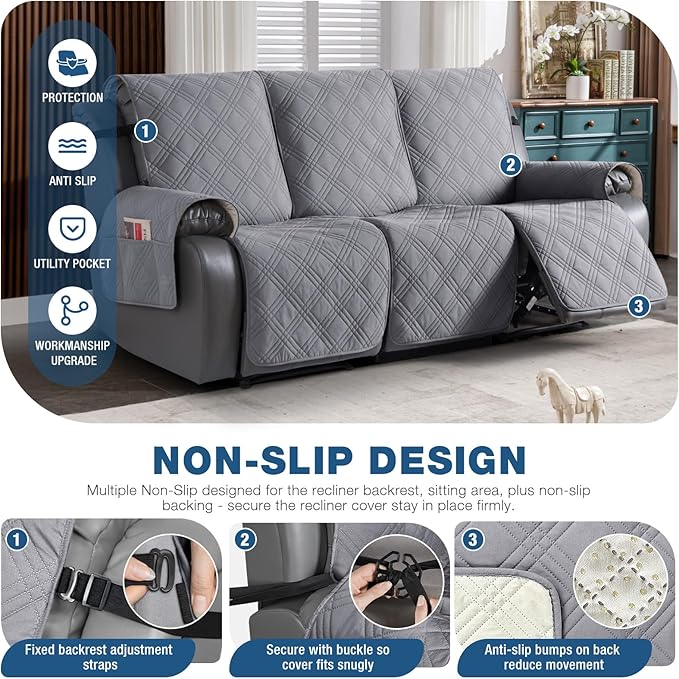 TAOCOCO 100% Waterproof Recliner Sofa Cover, Non Slip Split Couch Covers