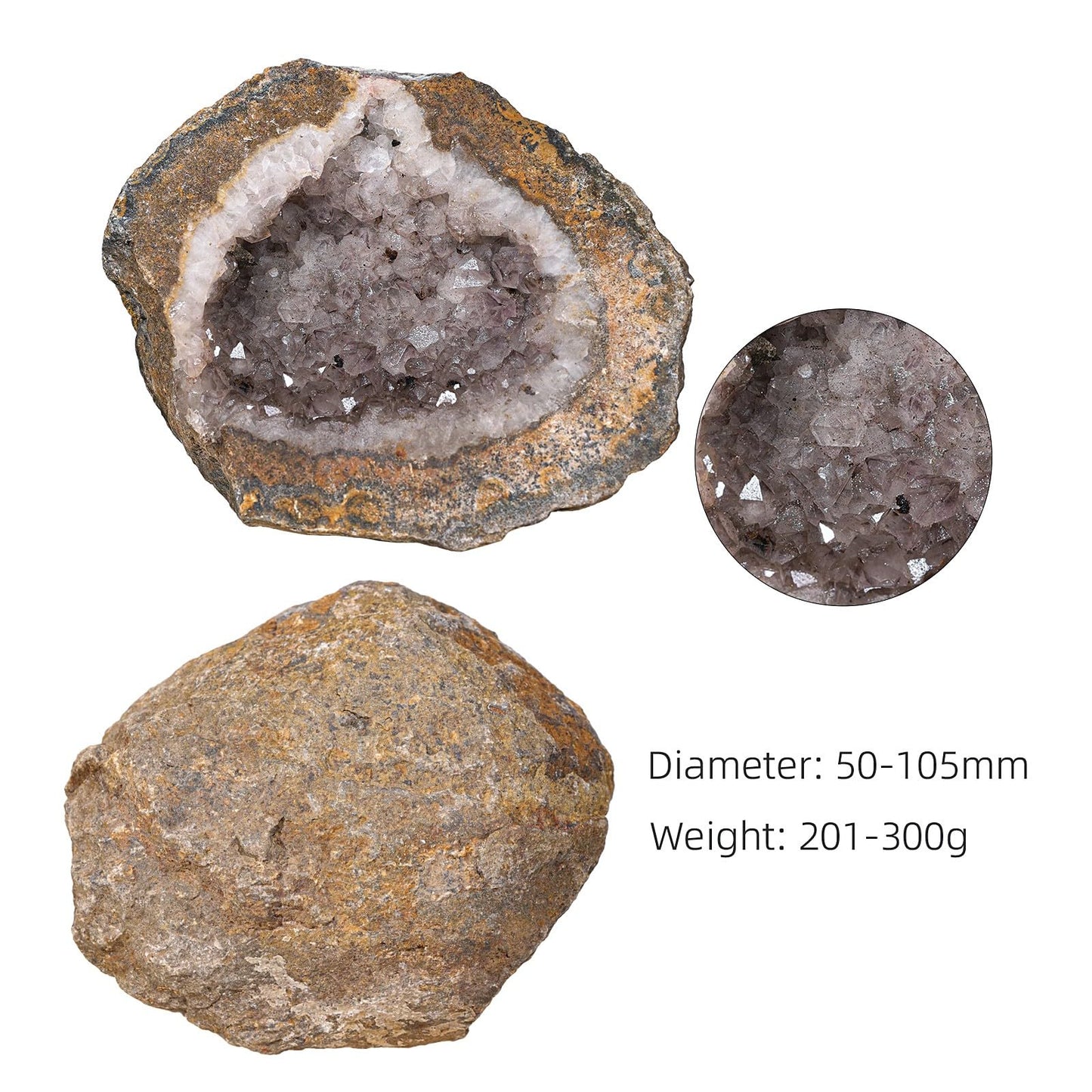 Rockcloud Natural Geode Agate Specimen Irregular Quartz Crystal Cluster Mineral Stone for Home Decoration, 0.44-0.66 lb