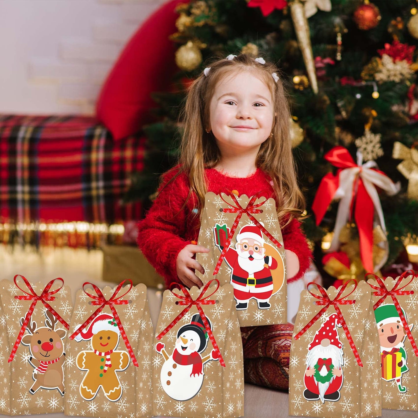 Joyful Start 18PCS Christmas Goodie Bags - Small Bags for Gifts - Bulk Small Size