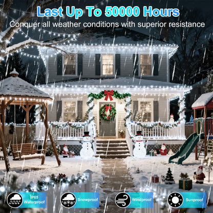 750 LED 240FT Christmas String Lights Outdoor, 12 Pro Modes and Timer Memory & Brightness, Plug in Outdoor Waterproof Clear Wire Twinkle Light for for Xmas Yard Tree Wedding Party Decor (Cool White)