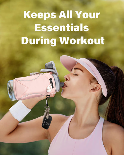 Bottle Pouch Gym Water with Phone Holder & Wallet, Water Bottle Caddy Versatile Sleeve Bag for Running Sports & Daily Use