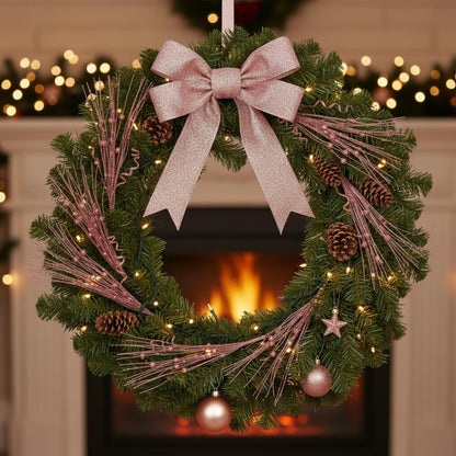 Crowye 24 Pcs Christmas Tree Picks and Sprays Christmas Tree Filler Decorations Artificial Glitter Berry Stems Branches Picks for Xmas Trees Topper Glittery Twigs for Vases Wreath Decor(Rose Gold)