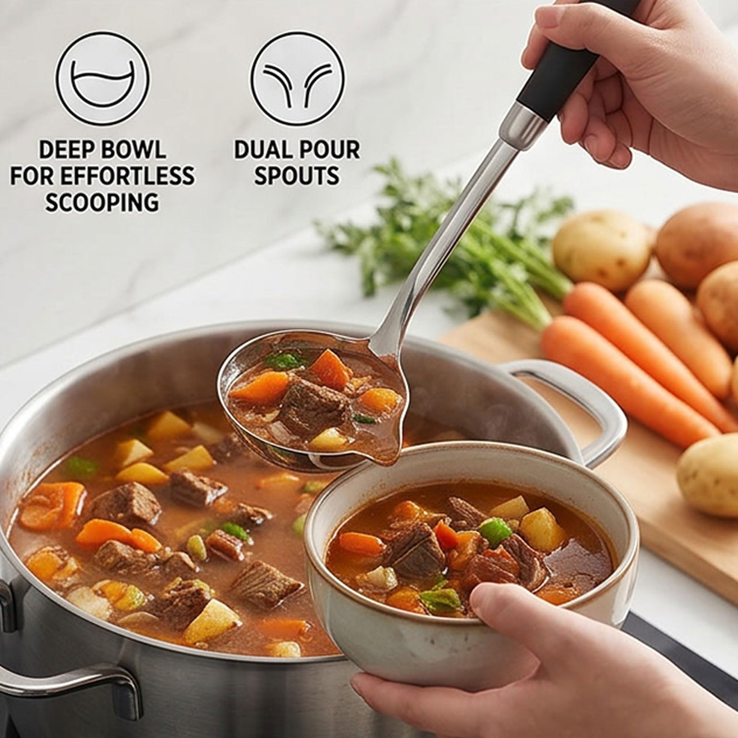18/10 Stainless Steel Soup Ladle and Pasta Server Set, 2-Piece