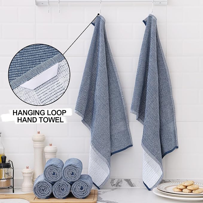 Homaxy Premium Kitchen Towels, Large Cotton Kitchen Hand Towels, Flat and Terry