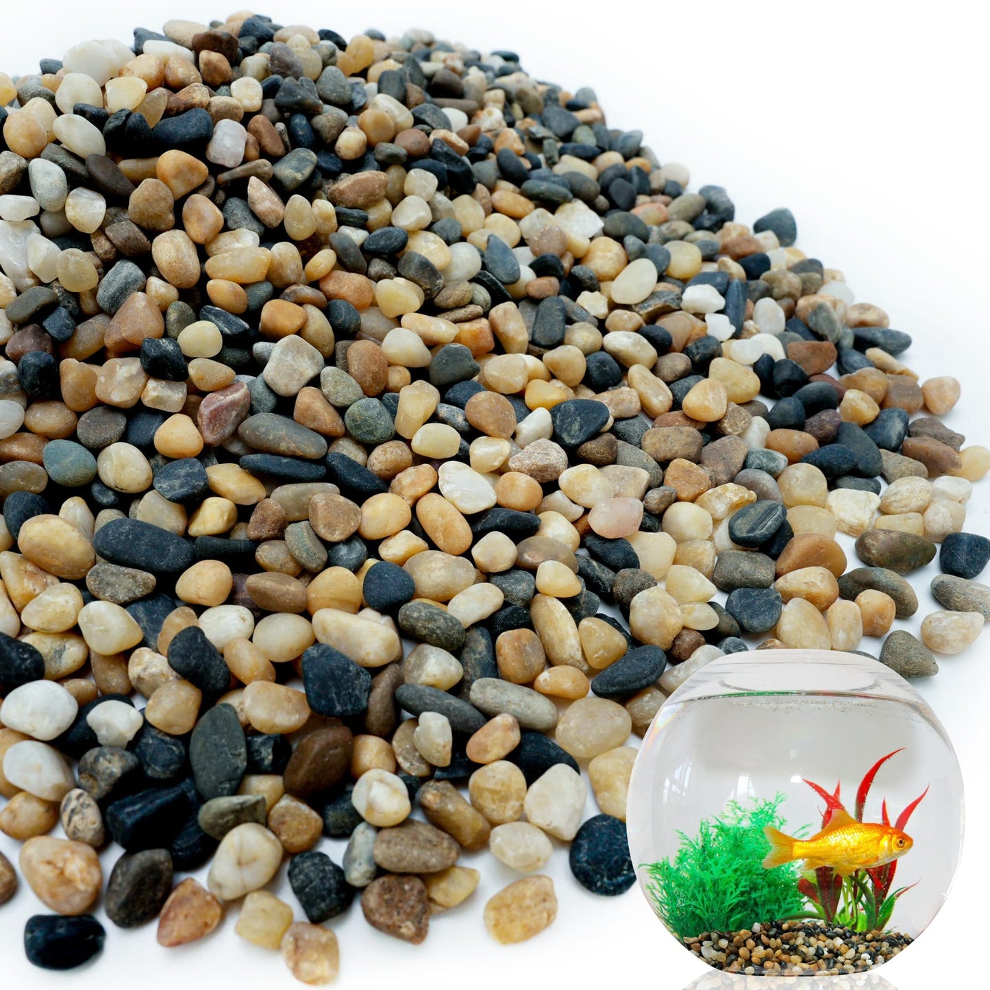 NUPICK 6 lb Aquarium Gravel, 1/4" Ph-Natural Pea Gravel for Fish Tank,Small River Rocks for Plants, Decorative Aquarium Pebbles for Vase Fillers, Landscaping, Succulent, Cactus, Terrarium, Bird Bath