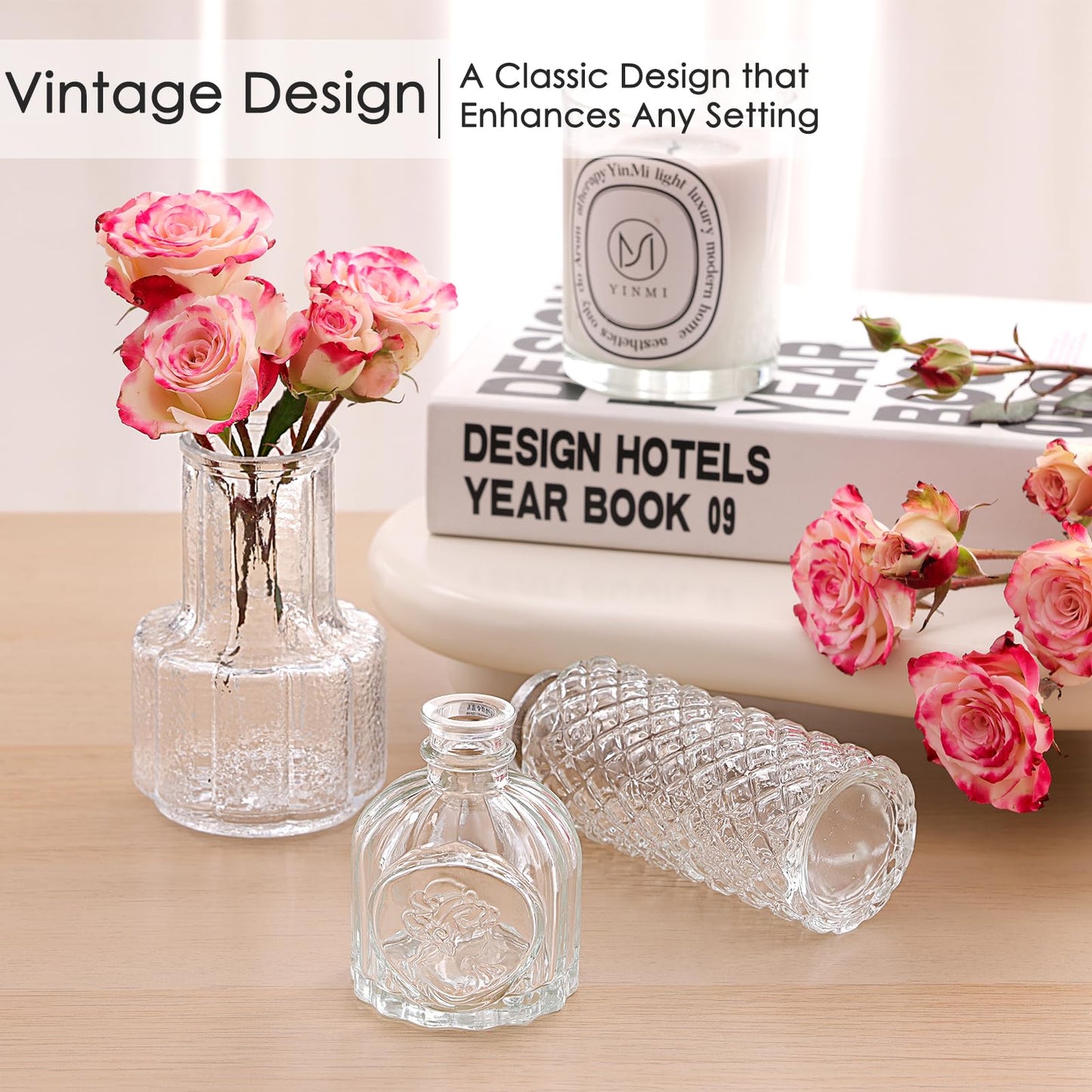 12 Pcs Glass Bud Vase Set, Small Glass Vases for Flowers, Mini Clear Bud Vases for Centerpieces, Wedding, Home, Office and Table Decoration, Clear