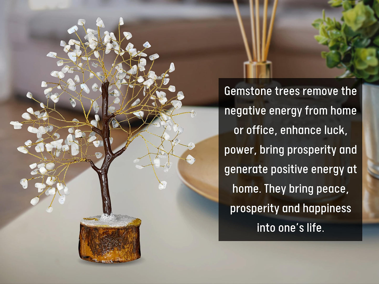 Amazing Gemstone Crystals and Healing Stones Birthday Gifts for Women - White Moonstone Tree of Life Home Decor Stocking Stuffers, Bookshelf, Room Meditation Gift Unique Birthday Gifts