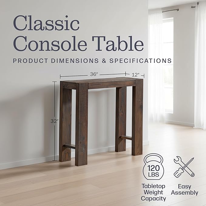 Alaterre Furniture Classic Solid Wood Console Table