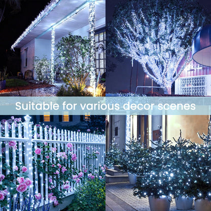 Extra-Long 144FT Solar String Lights Outdoor, 2 Pack 400LED Solar Fairy Lights for Outside Waterproof, Silver Wire 8 Lighting Modes Solar Twinkle Lights for Tree Garden Party Xmas Decor (Cool White)