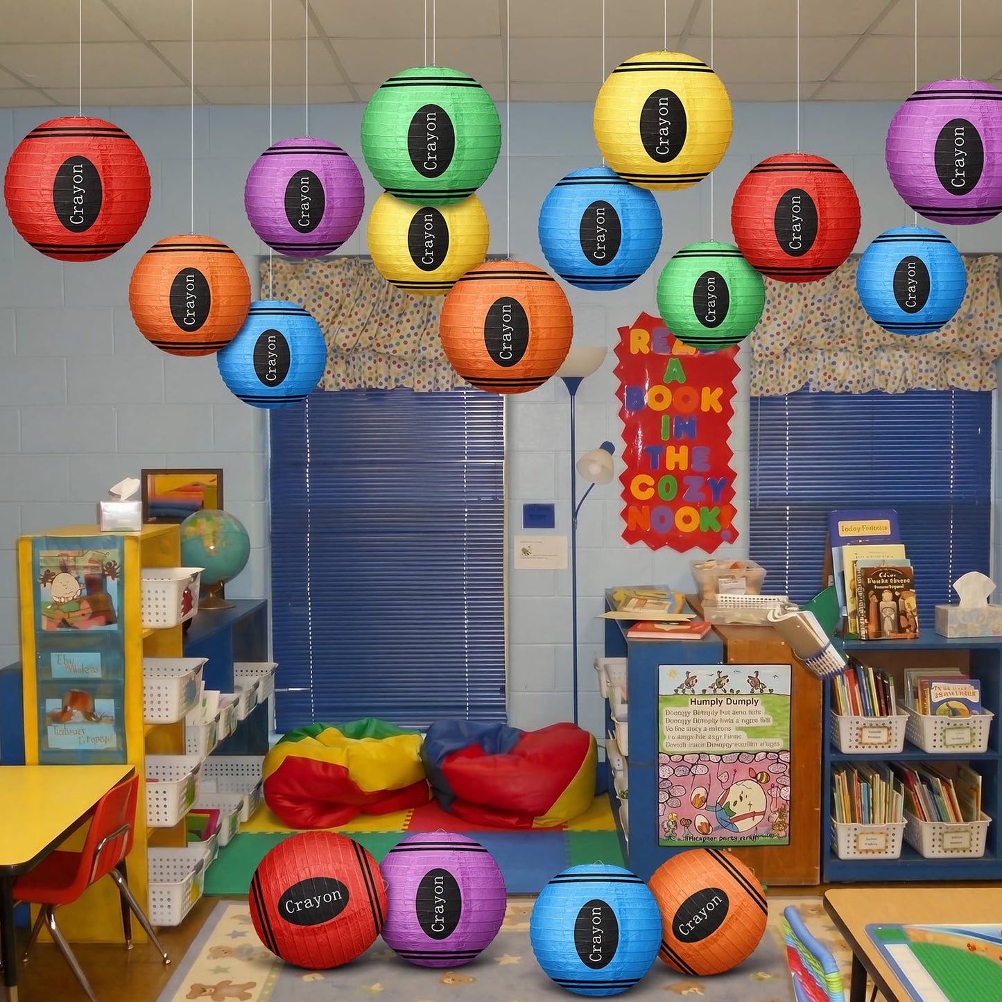Retisee 12 Pcs Back to School Classroom Decor 10 Inch Crayon Lanterns Hanging Paper Lanterns Preschool Classrooms Ceilings Decor First Day of School Welcome Crayons Kindergarten Supplies