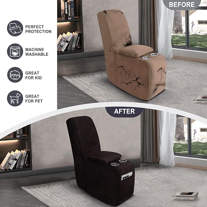 ANARACHON Leather Look Recliner Console Cover