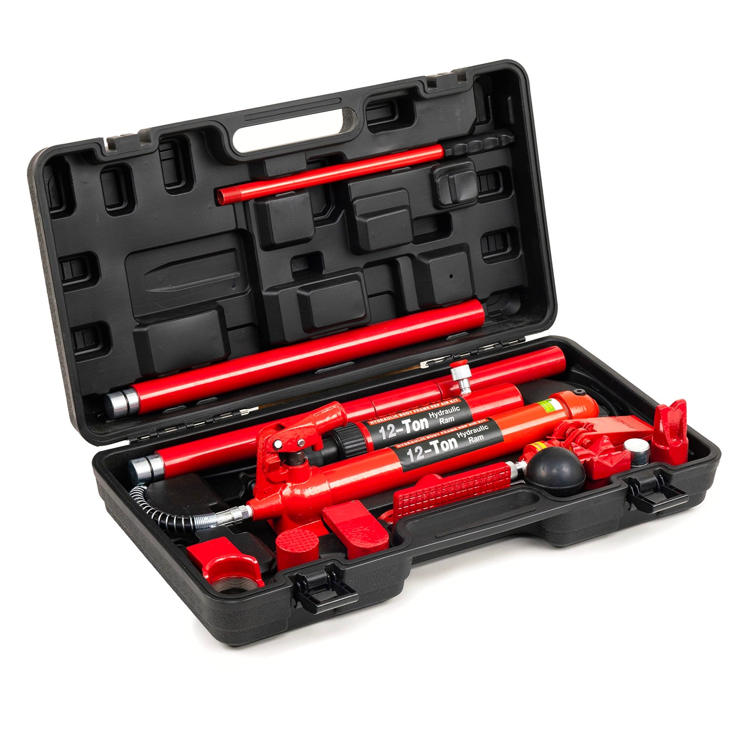 REDLOONG 12 Ton Porta Power Hydraulic Jack Kit, Heavy Duty Hydraulic Ram & Pump Set, Auto Body Frame Repair Tool with Extension Tubes for Car, Truck & Garage