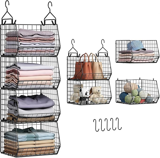 4 Tier Closet Hanging Organizer, Closet Organizers and Storage