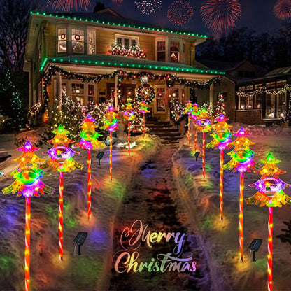 Trunfiste 30.7'' Larger Christmas Decorations Outdoor Solar Pathway Lights, 3Packs Solar Christmas Trees with Colour 51LEDS, Xmas Tree Candy Cane Stake Lights Outside for Garden Porch Path Yard Decor