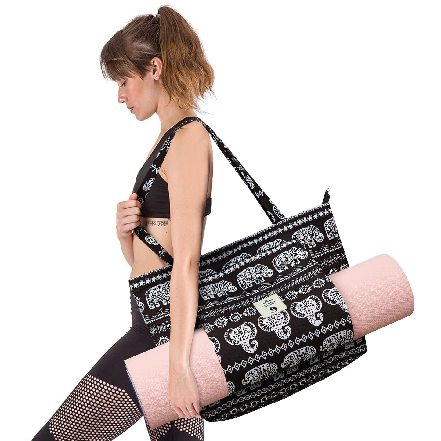 WLLWOO WLLWOO Yoga Bags for Women with Yoga Mats Bags Carrier Carryall Canvas Tote for Pilates Shoulder for Travel Office Beach Workout
