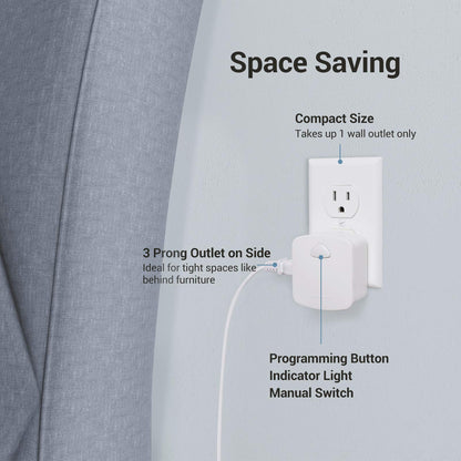 DEWENWILS Wireless Remote Wall Switch and Outlet, No Wiring Remote Control Outlet Light Switch, Expandable, 15A/1875W, 100ft RF Range, Compact Side Plug, ETL Listed (1 Outlet and 2 Remotes)