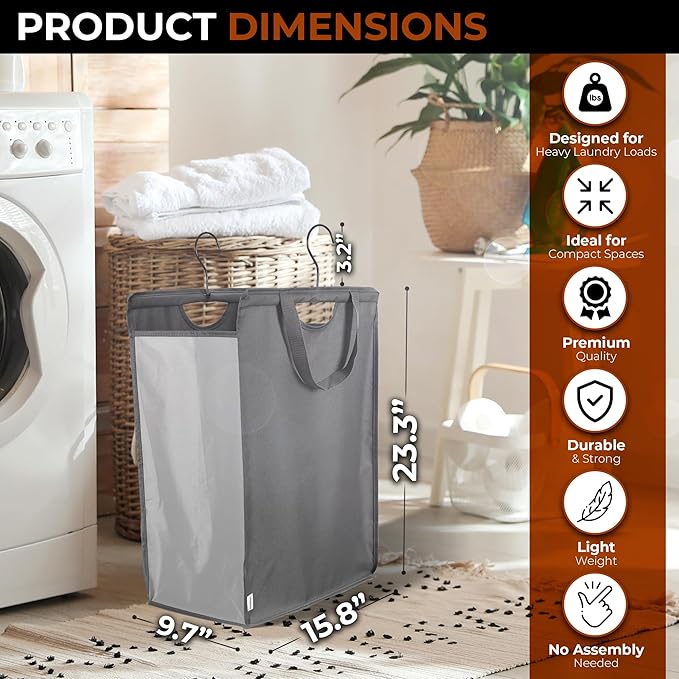 ALCOVA 2 Pack Hanging Laundry Hamper, Space-Saving Mesh Hanging Laundry Bag