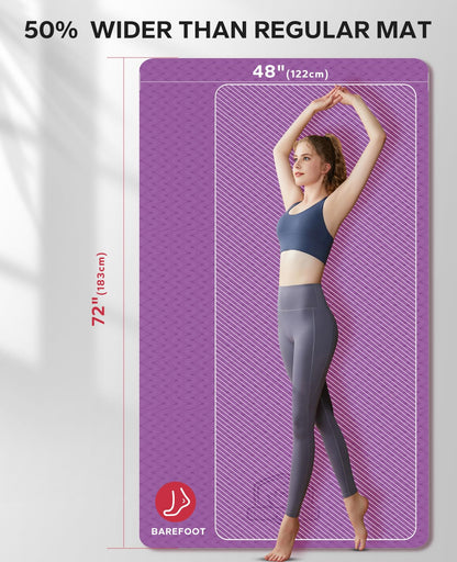 HAPBEAR Extra Large Yoga Mat - 72"x48"/78"x54", 1/4" & 1/3" Thick, Non-Slip, Durable, Eco-Friendly, Wide Exercise Mat for Home Workouts, Yoga, Pilates, Stretching, Meditation (Barefoot Exercise)