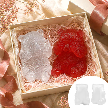 Set of 2 Panda Silicone Molds, 2 Silicone Bears Animal Candle Molds for Party Chocolate, Suitable fit for Resin DIY