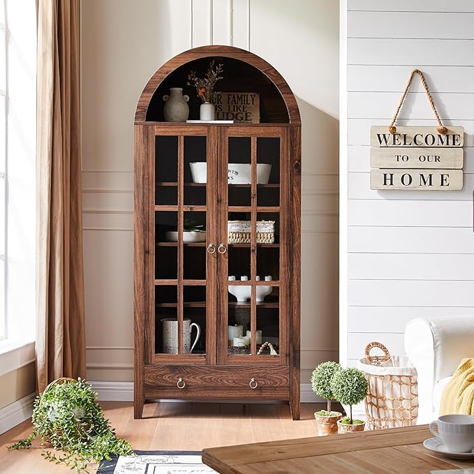 RowyPoey Farmhouse Arched Cabinet
