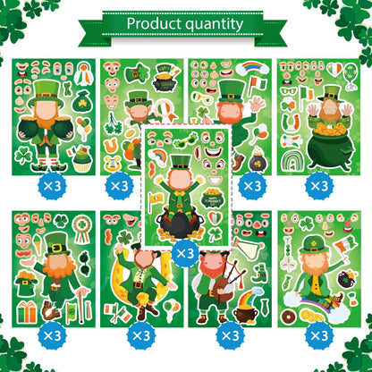 27 Sheets St. Patrick's Day Stickers for Kids Toddlers, Make a Face Stickers, Make Your Own Stickers DIY Saint Patrick Irish Stickers for St. Patrick's Day Craft Party Favor Decorations