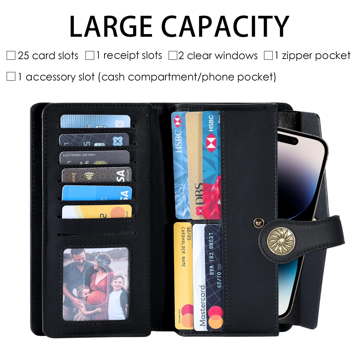 Travelambo Women's Wallet RFID Blocking Trifold Clutch Large Capacity Credit Card Holder Travel Purse