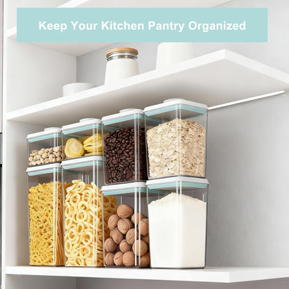 Cozey Daily Pop Containers with Lids - Stackable Airtight Food Storage, Kitchen Pantry Storage Containers for Snacks Candy Salt Herbs Spices BPA-Free (15PCS (0.5 + 1.2 + 2.0 + 2.7 + 3.3 Qt) * 3)