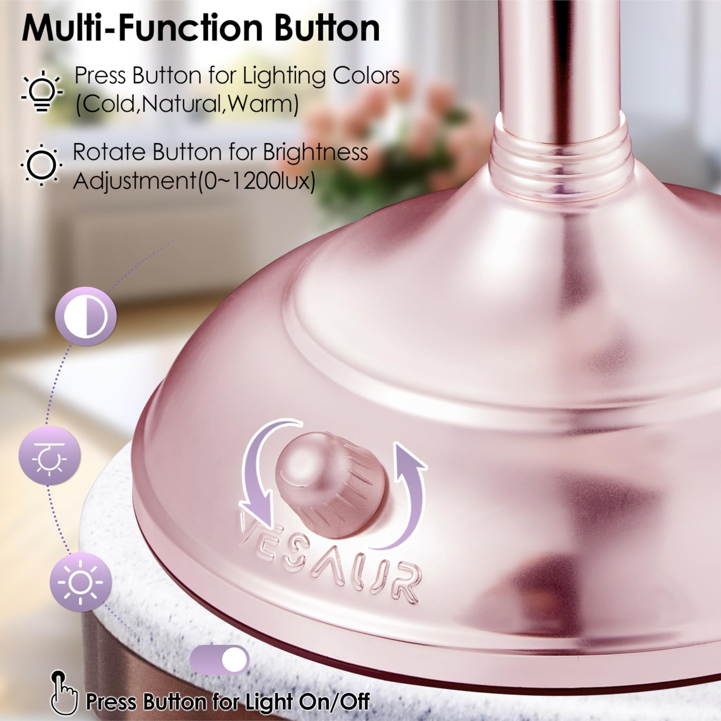 Professional 8.5" Large Lighted Makeup Mirror with Brighter Lights, 1X/10X True HD Magnifying Mirror with 3 Color Dimmable Lights, 90 Shadowless LEDs, 360°Swivel Seamless Vanity Mirror, Pearl Nickel