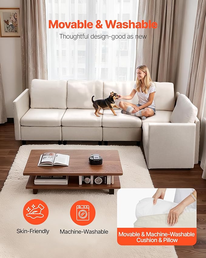 VEVOR Modular Sectional Sofa, Modern 5-Seater Modular Sofa