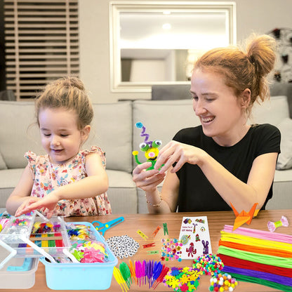 VLUINANI 3000Pcs Craft Kits for Kids DIY Arts and Crafts Supplies Set with Pipe Cleaners Craft Box Preschool Homeschool Toys Gift for Kids Boys and Girls Age 4 5 6 7 8