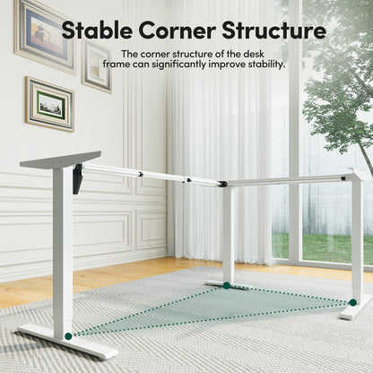 CubiCubi L Shaped Standing Desk with Drawers 63 x 48 Inch Adjustable Height, Electric Corner Desk with Storage, Sit Stand Home Office Desk with Splice Board, White
